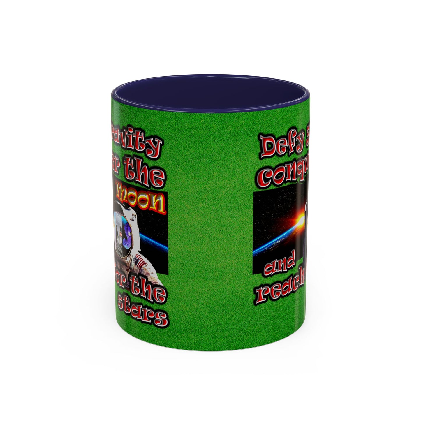defy conquer reach - Accent Mug (green turf)