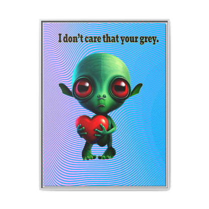 I don't care that your grey - framed canvas art (light blue-purple wave)