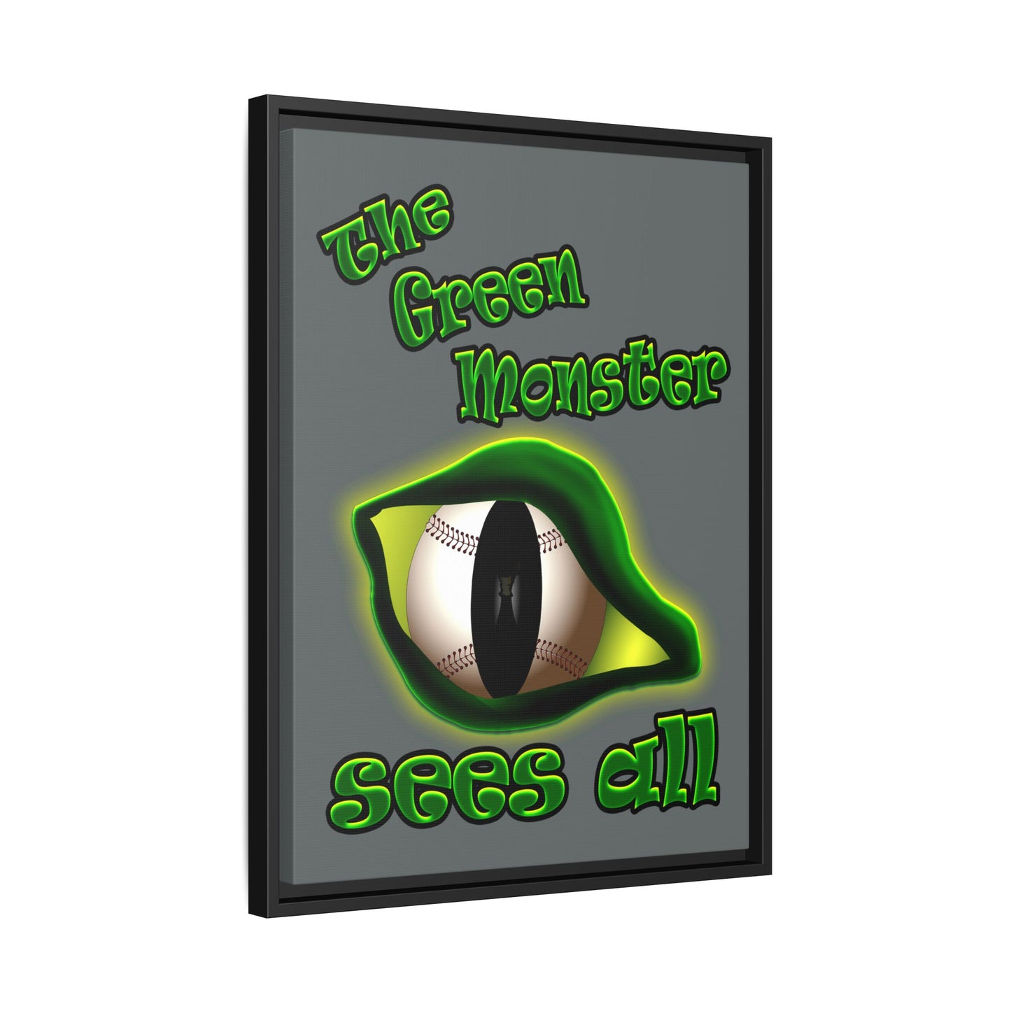 green monster - framed canvas art (dark grey)