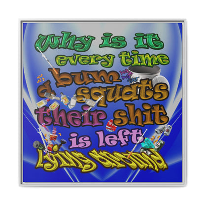 the bum's shit - framed canvas art (blue-white wave)