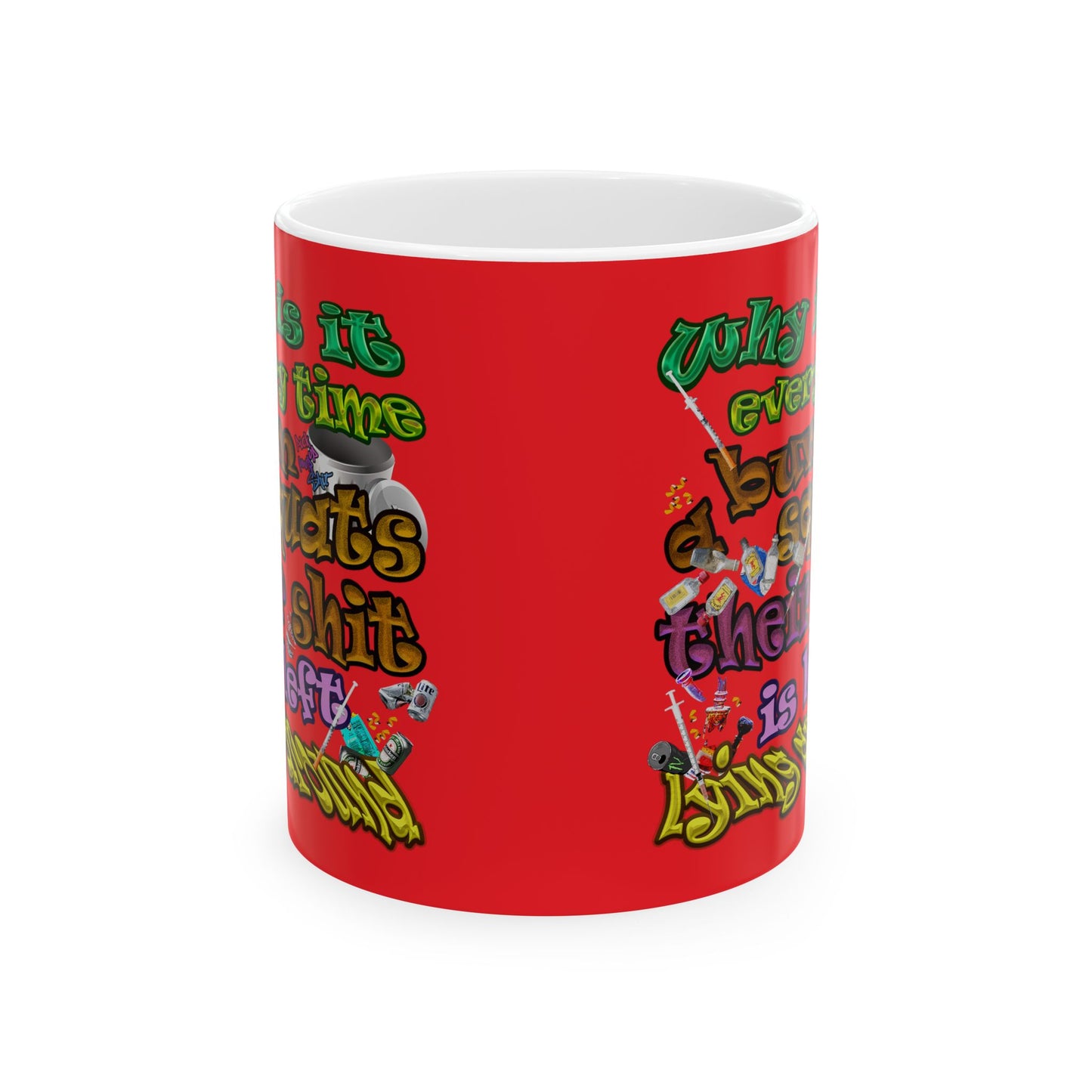 the bum's shit - White Mug (red)