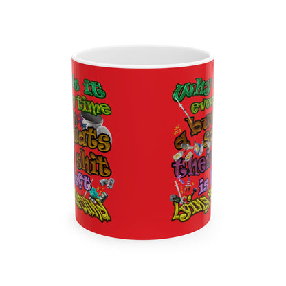 the bum's shit - White Mug (red)