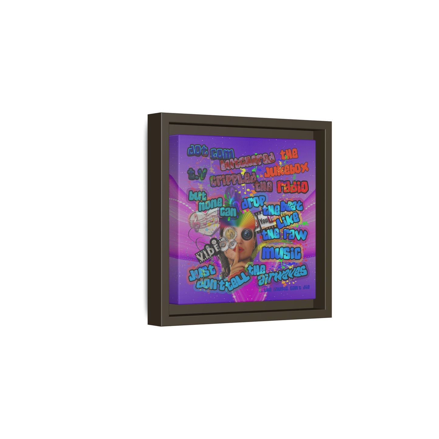 drop the beat - framed canvas art (purple-pink wave)