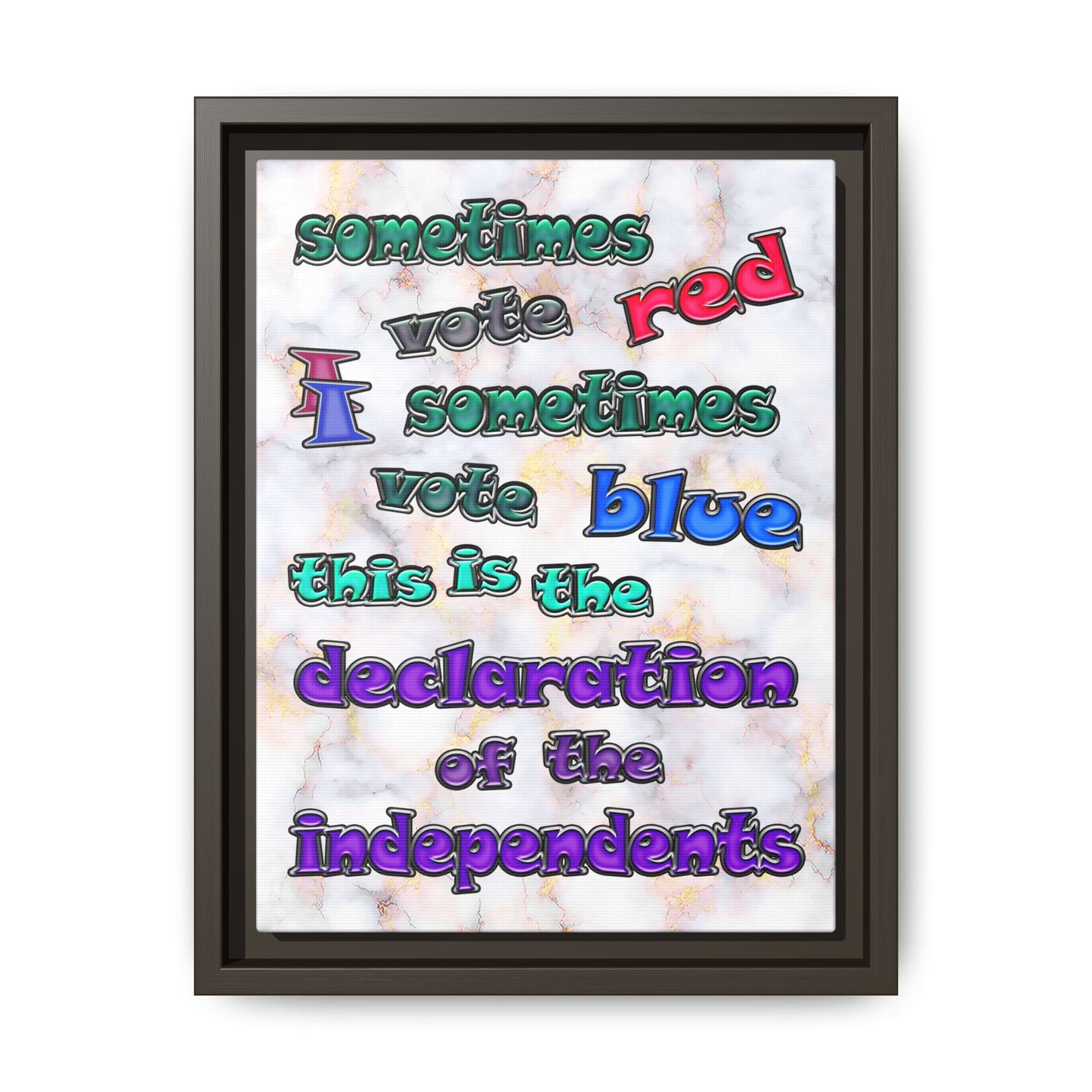 declaration of the independents - framed canvas art (white marble)