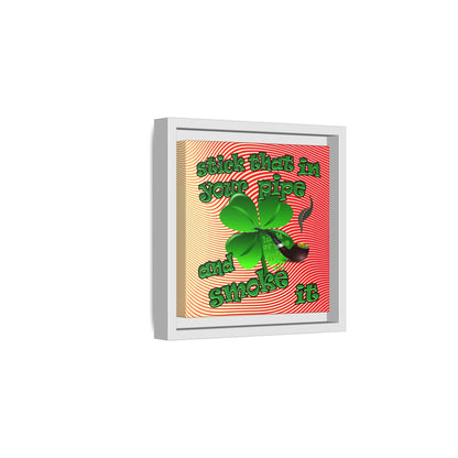 stick that in your pipe and smoke it - framed canvas art (yellow-orange wave)