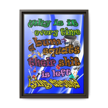 the bum's shit - framed canvas art (blue-white wave)