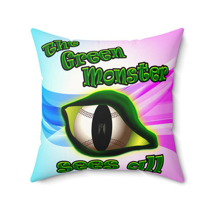green monster - Faux Suede Square Pillow - (light blue-pink wave)