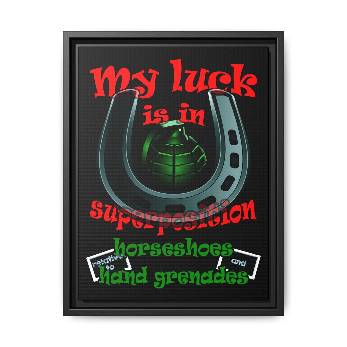 my luck - framed canvas art (black)