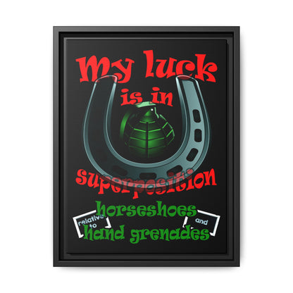 my luck - framed canvas art (black)