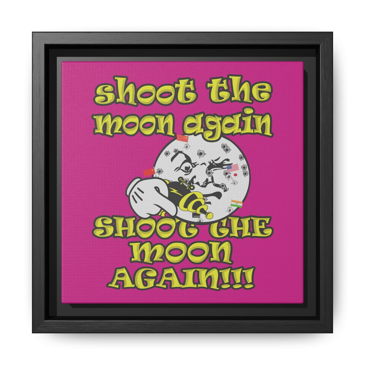shoot the moon again - framed canvas art (pink)