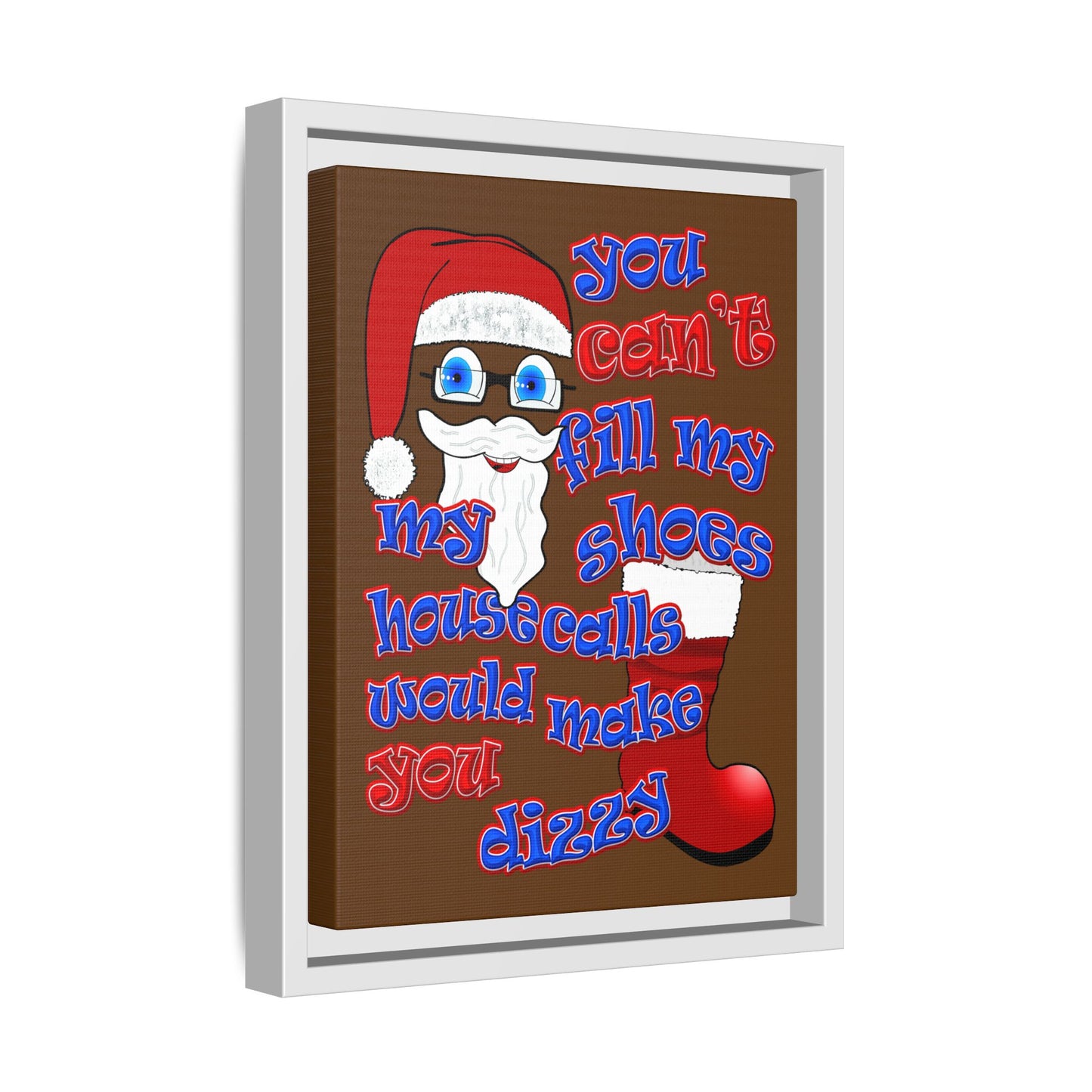 santa's shoes - framed canvas art (brown)