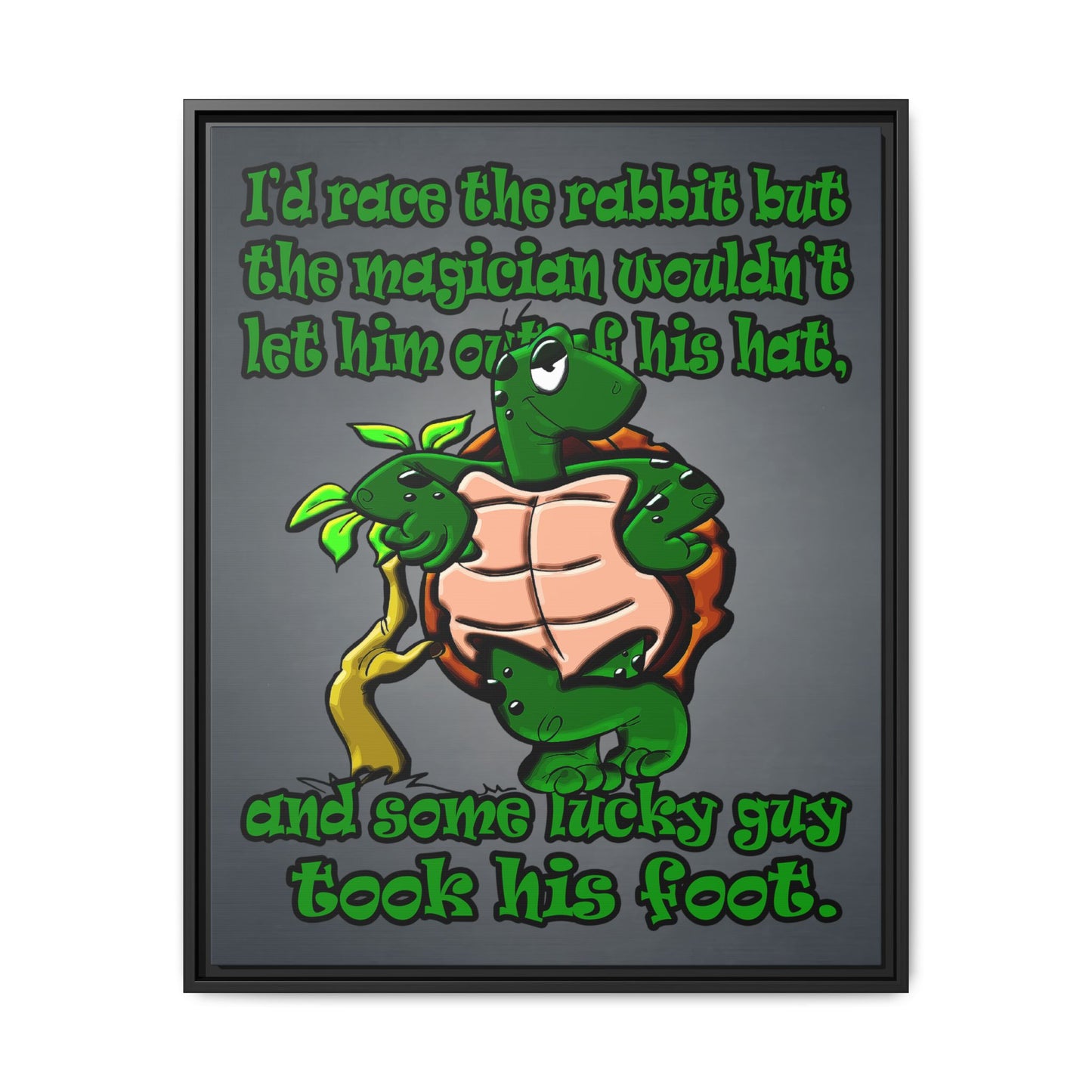 turtle race - framed canvas art (grey-light grey)