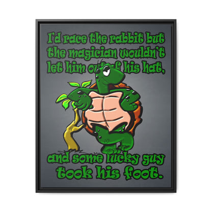 turtle race - framed canvas art (grey-light grey)