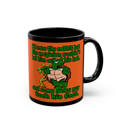 turtle race - Black Mug (orange)
