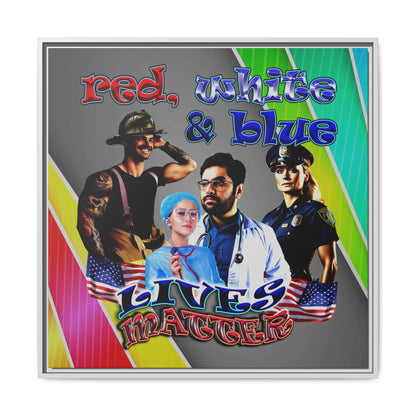 rw&b lives matter - framed canvas art (rainbow split)
