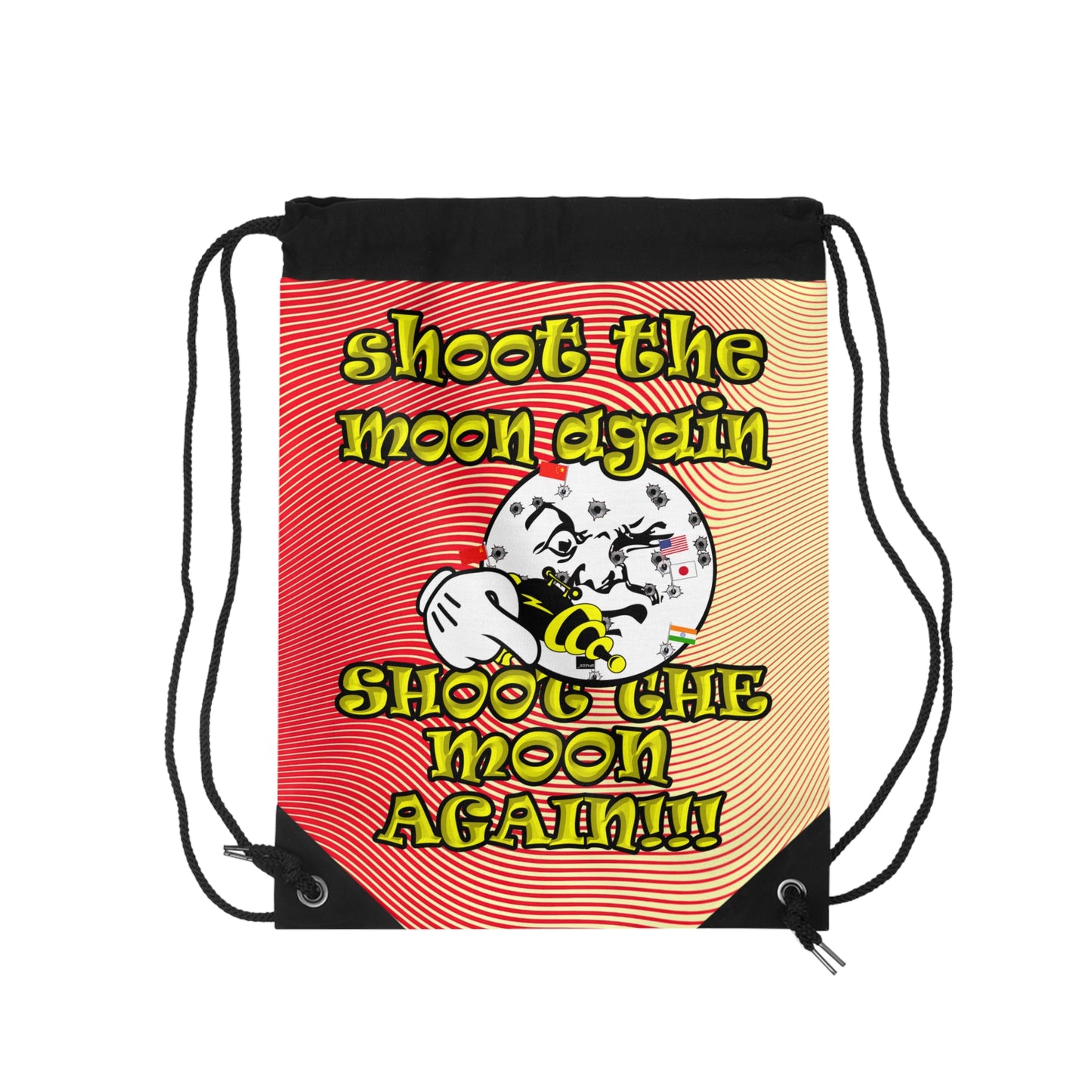 shoot the moon again - Drawstring Bag (yellow-orange wave)