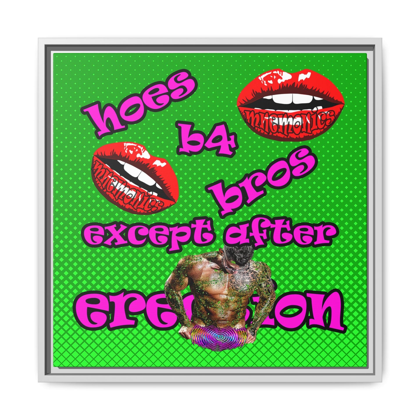 hoes b4 bros - framed canvas art (logo green)