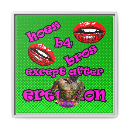 hoes b4 bros - framed canvas art (logo green)