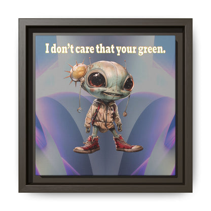I don't care that your green - framed canvas art (grey-pink wave)