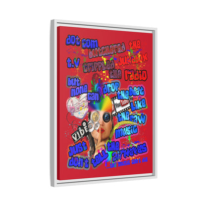 drop the beat - framed canvas art (dark red)