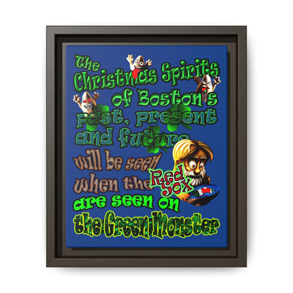 christmas spirits of boston - framed canvas art (dark blue)