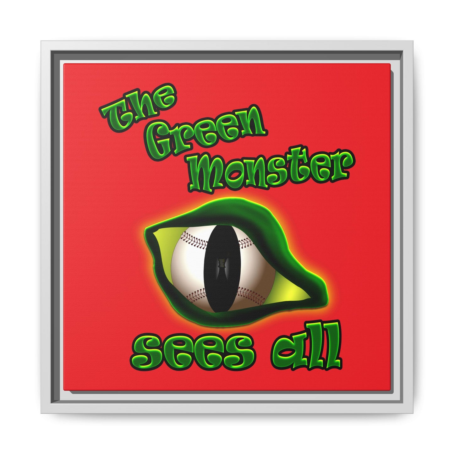 green monster - framed canvas art (red)