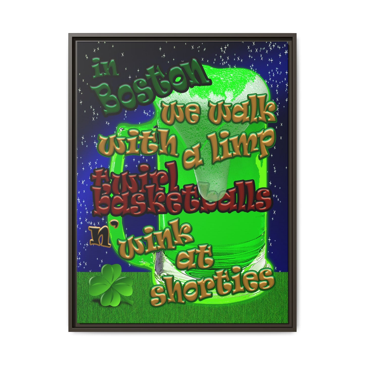 celtics logo - framed canvas art ('snoops' background)