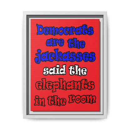 donkeys and elephants - framed canvas art (red)