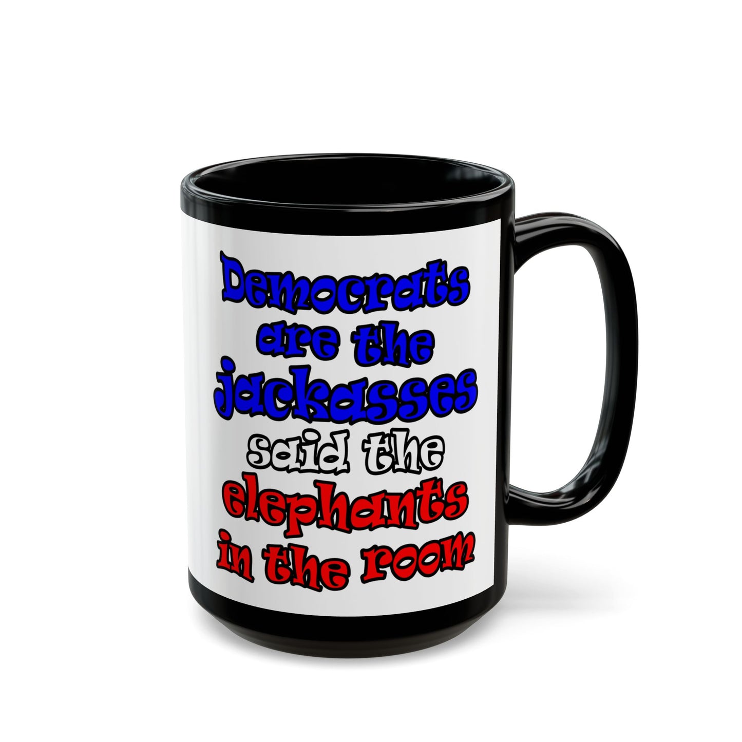 donkeys and elephants - Black Mug (white)