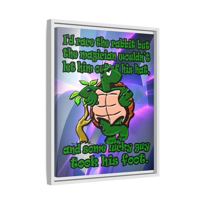 turtle race - framed canvas art (grey-pink wave)