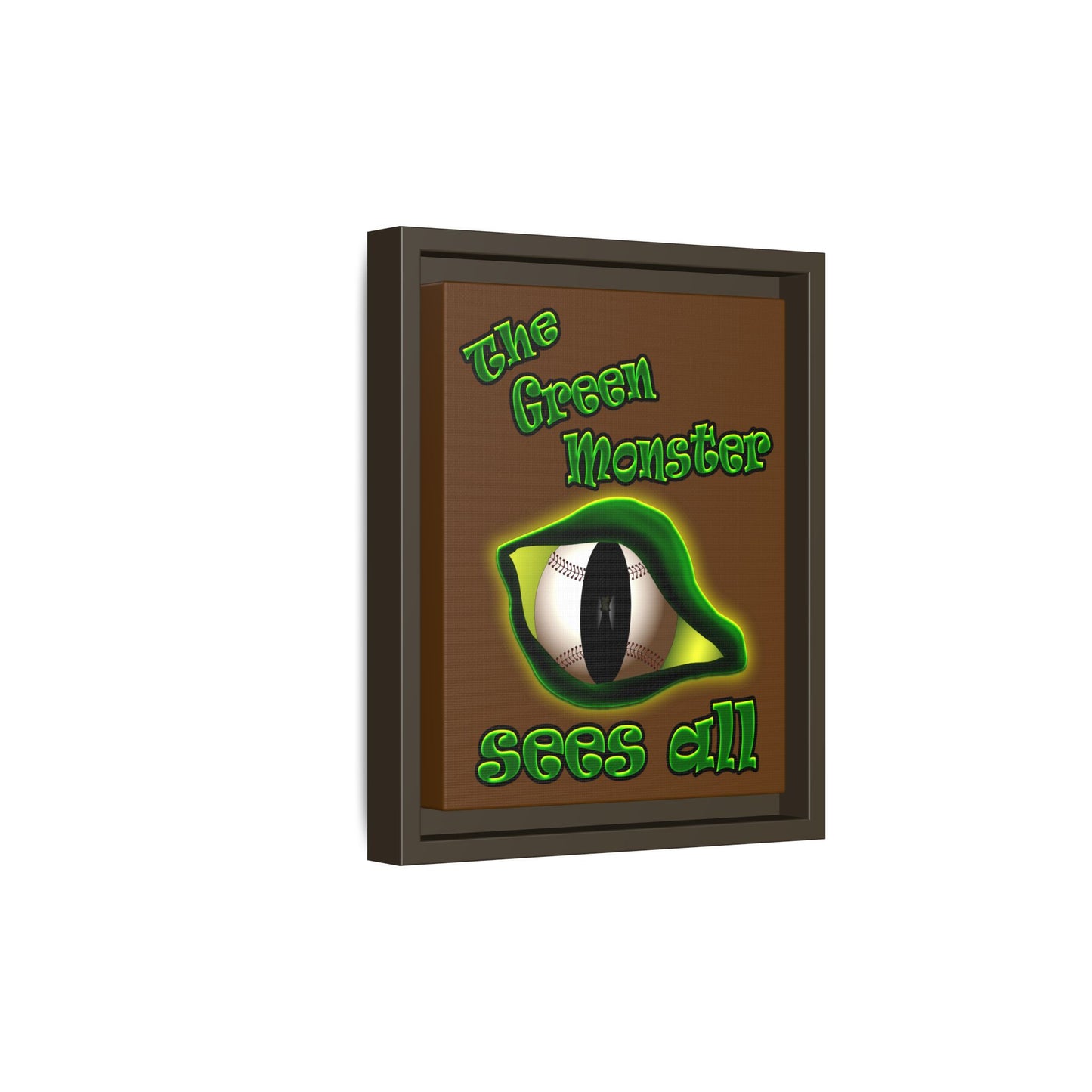 green monster - framed canvas art (brown)