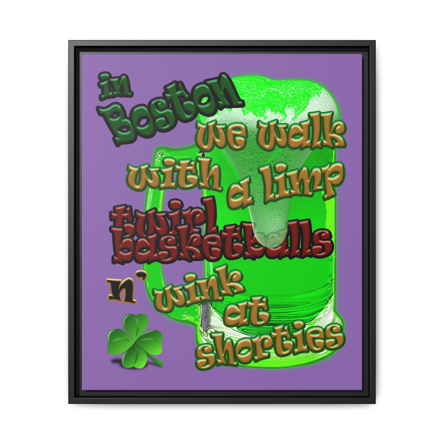celtics logo - framed canvas art (light purple)