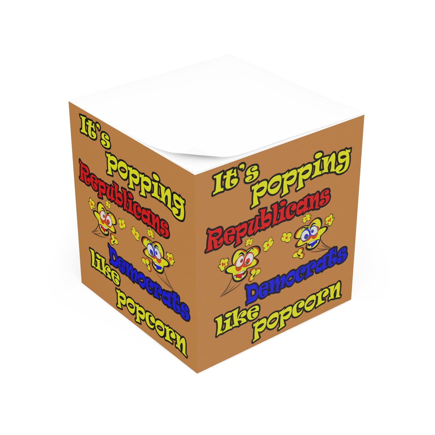popping like popcorn - note cube (light brown)