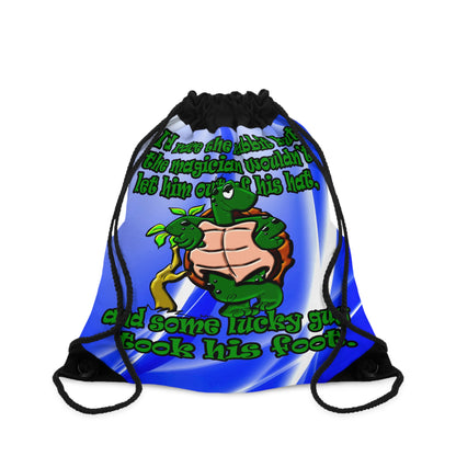 turtle race - Drawstring Bag (blue-white wave)