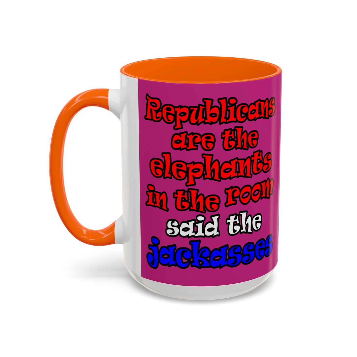 donkeys and elephants - Accent Mug (pink)
