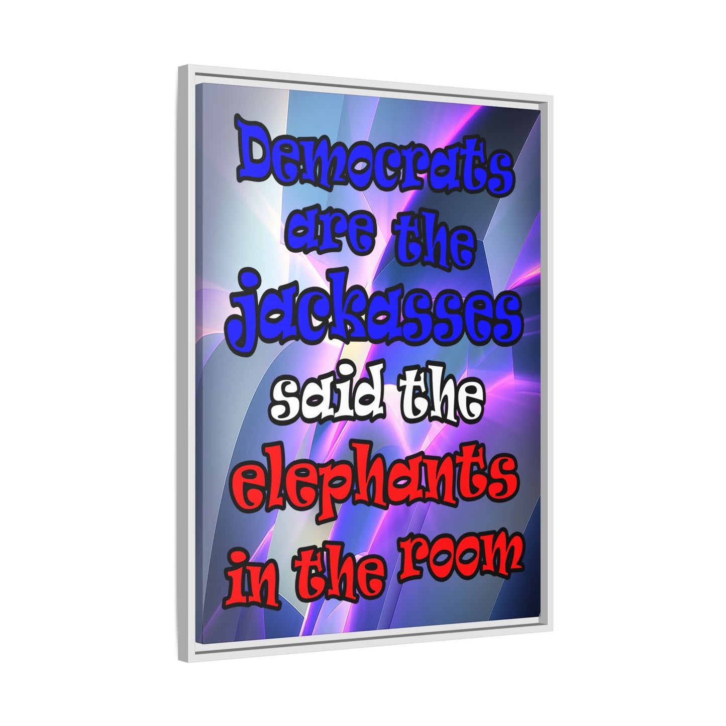 donkeys and elephants - framed canvas art (grey-pink wave)