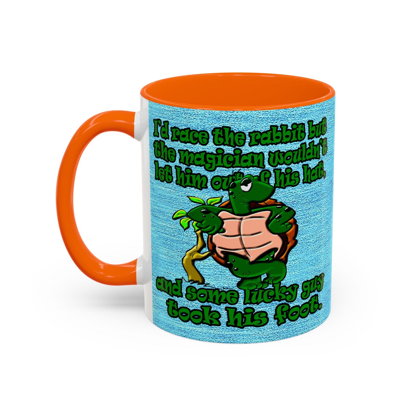 turtle race - Accent Mug (faded dark blue)