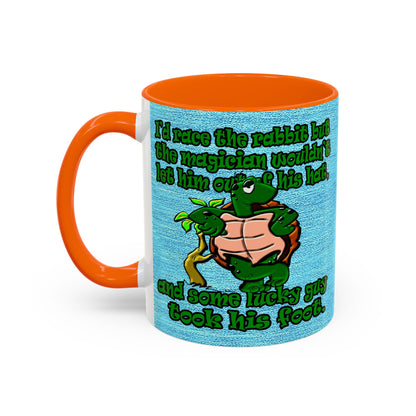 turtle race - Accent Mug (faded dark blue)