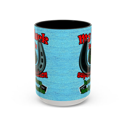 my luck - Accent Mug (faded dark blue)