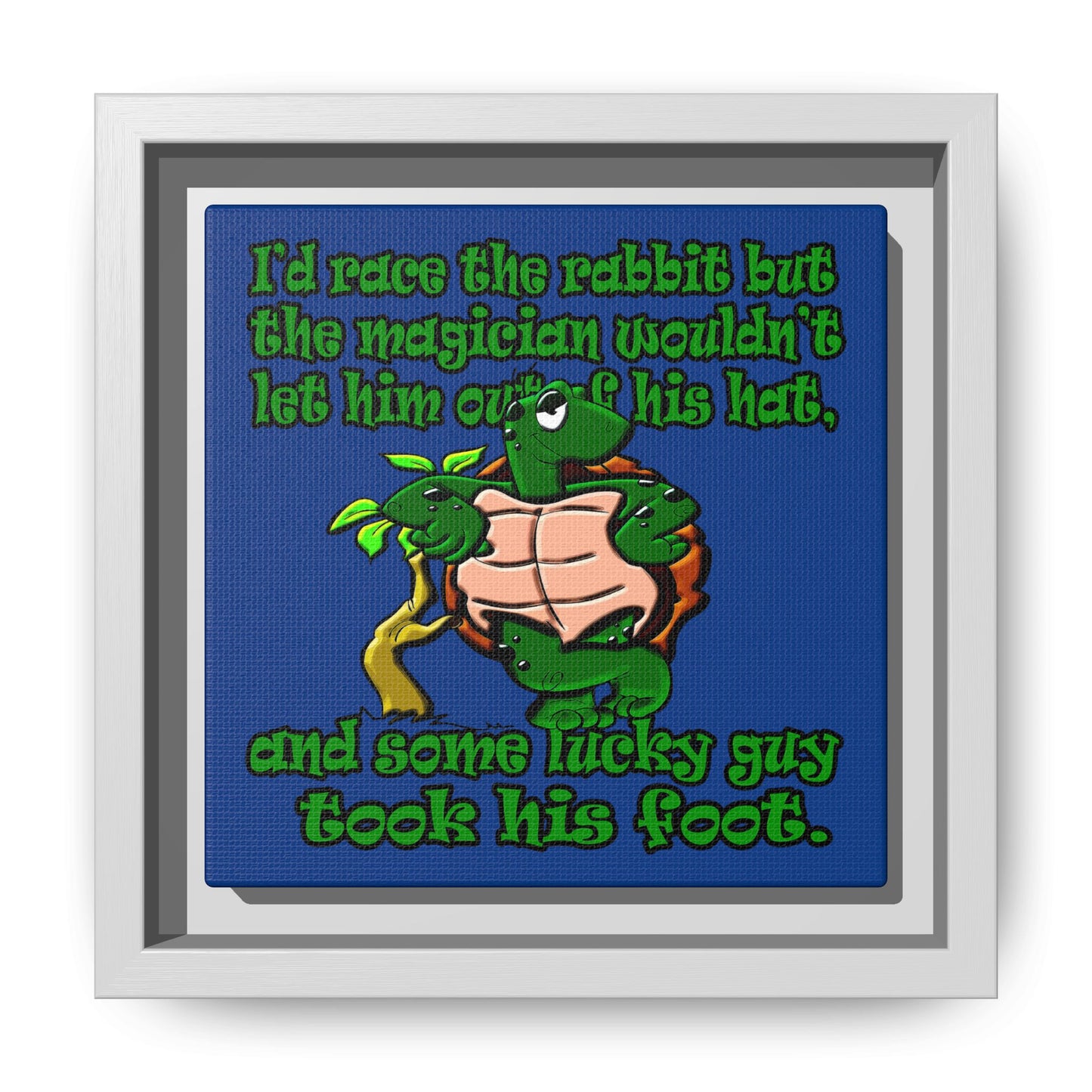 turtle race - framed canvas art (dark blue)