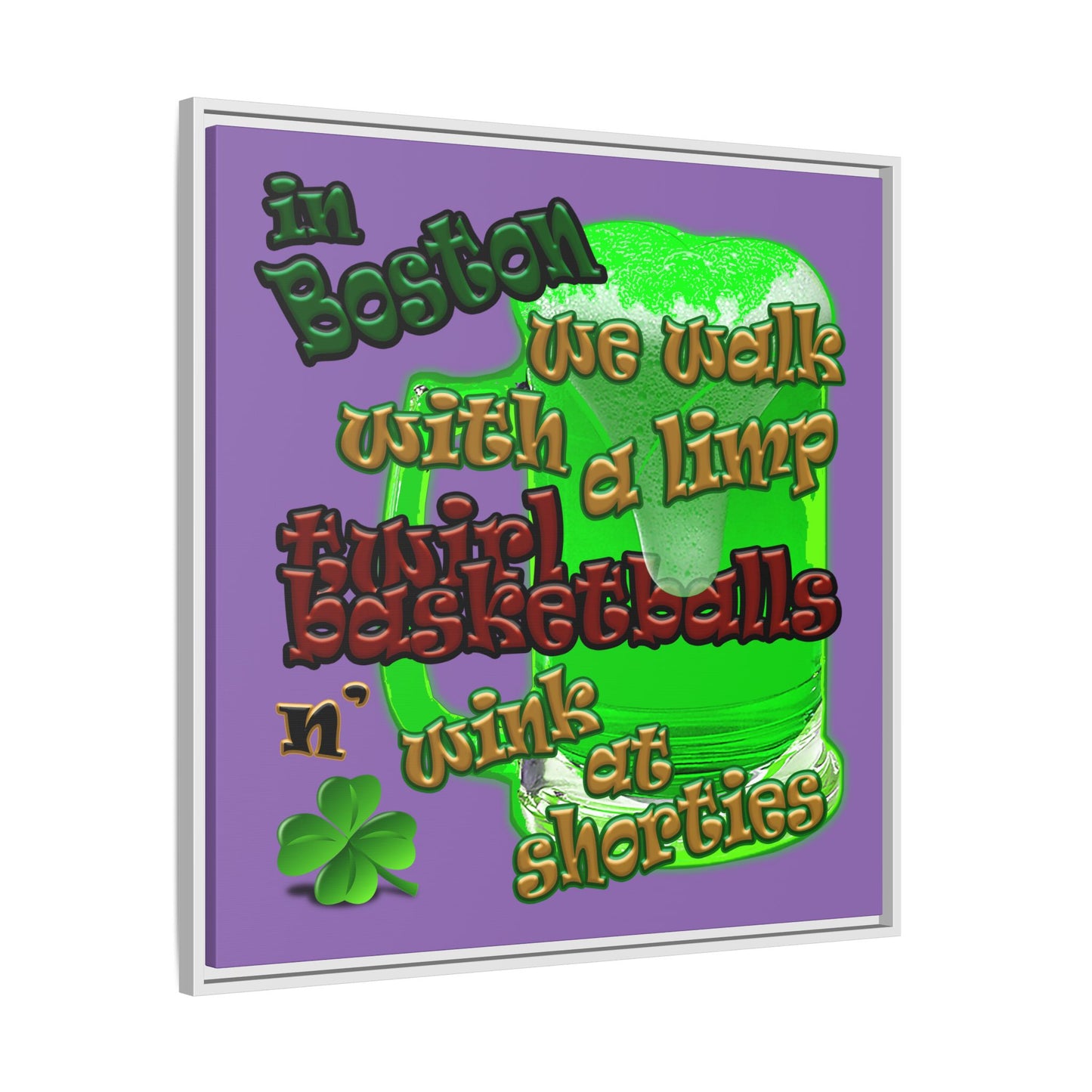 celtics logo - framed canvas art (light purple)