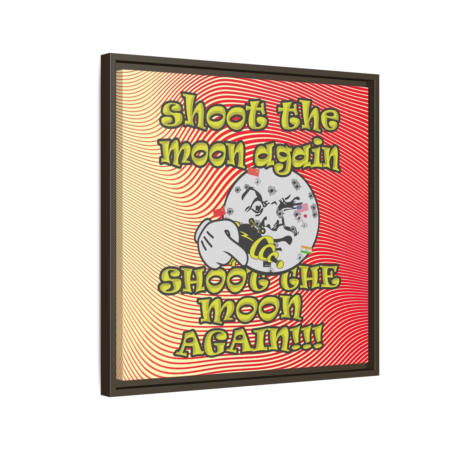 shoot the moon again - framed canvas art (yellow-orange wave)