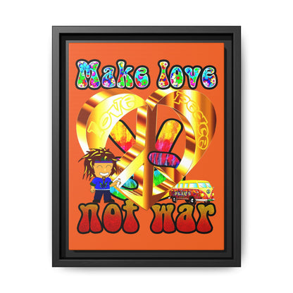love peace - framed canvas art (orange)