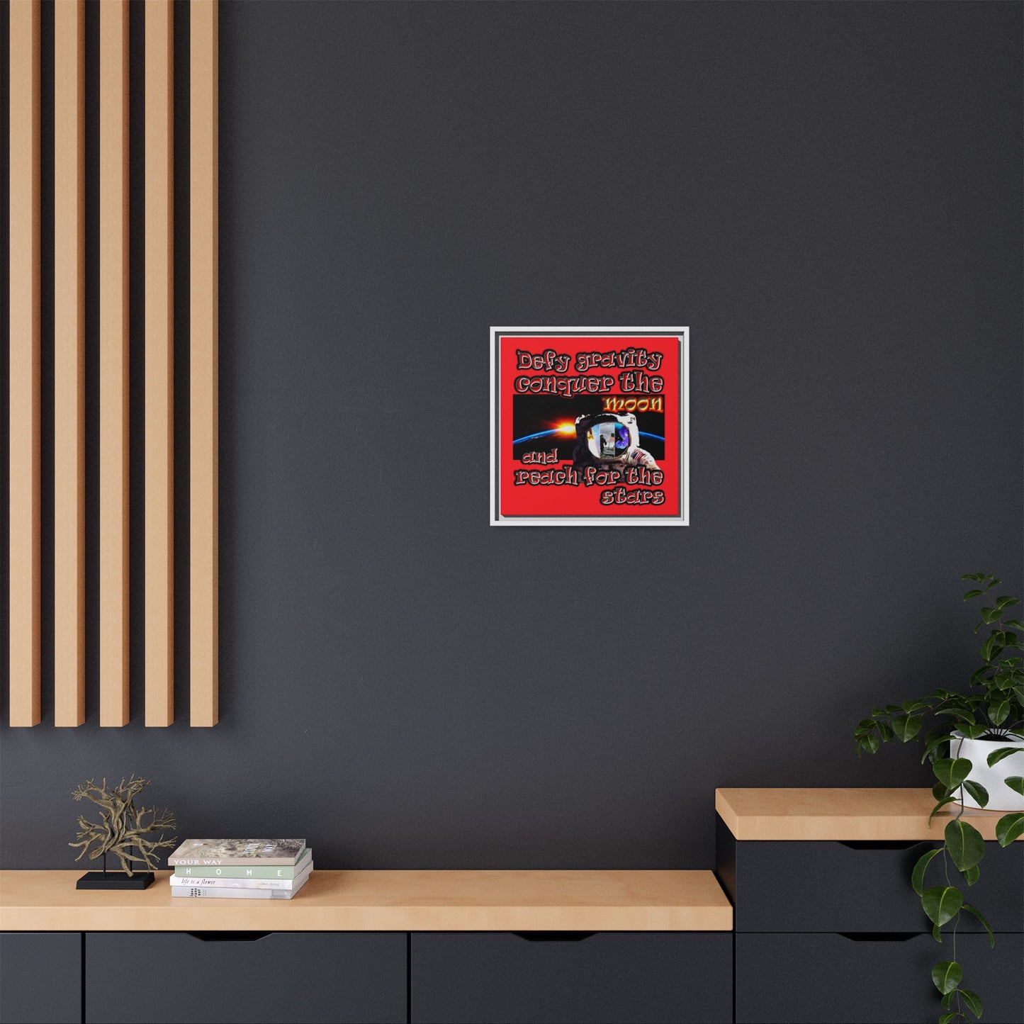 defy conquer reach - framed canvas art (red)