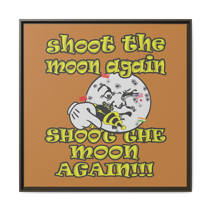 shoot the moon again - framed canvas art (light brown)