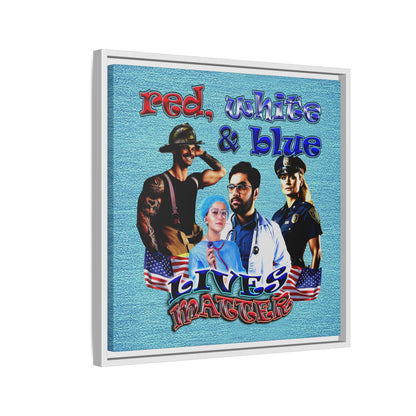 rw&b lives matter - framed canvas art (faded blue)