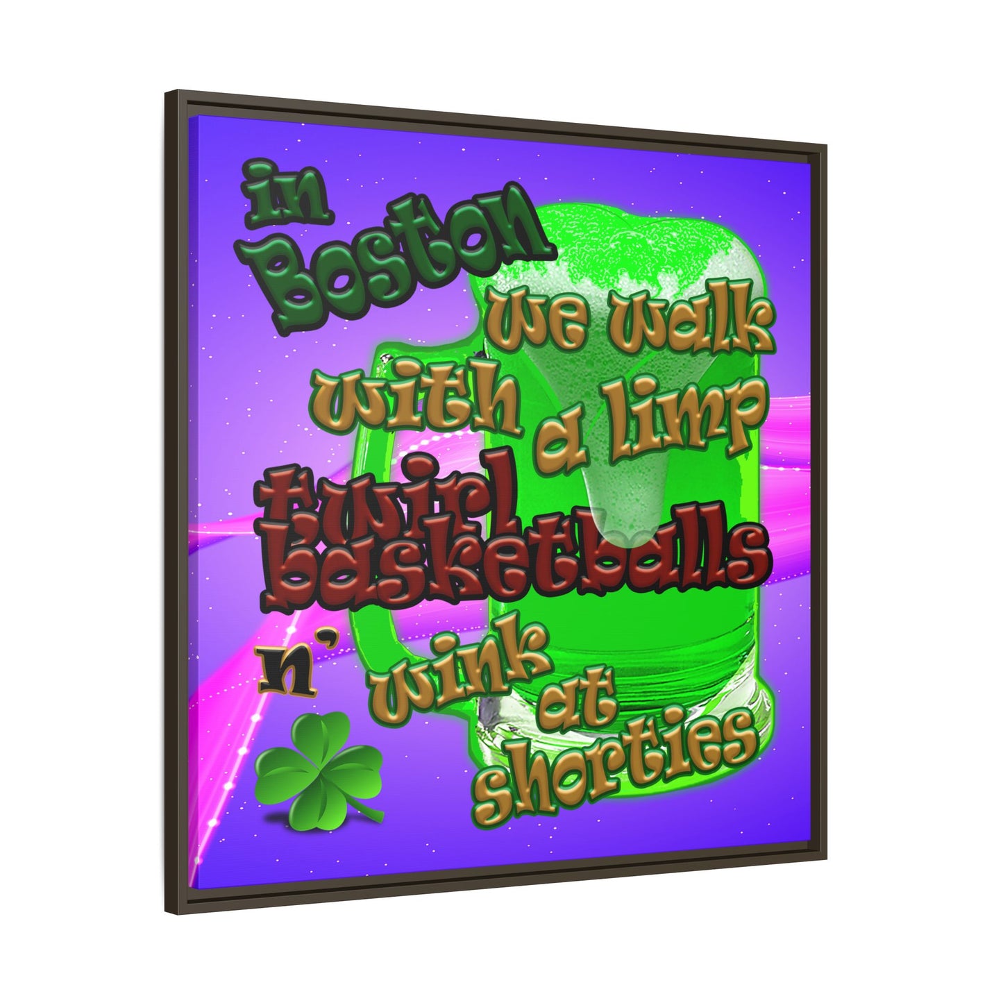 celtics logo - framed canvas art (purple-pink wave)