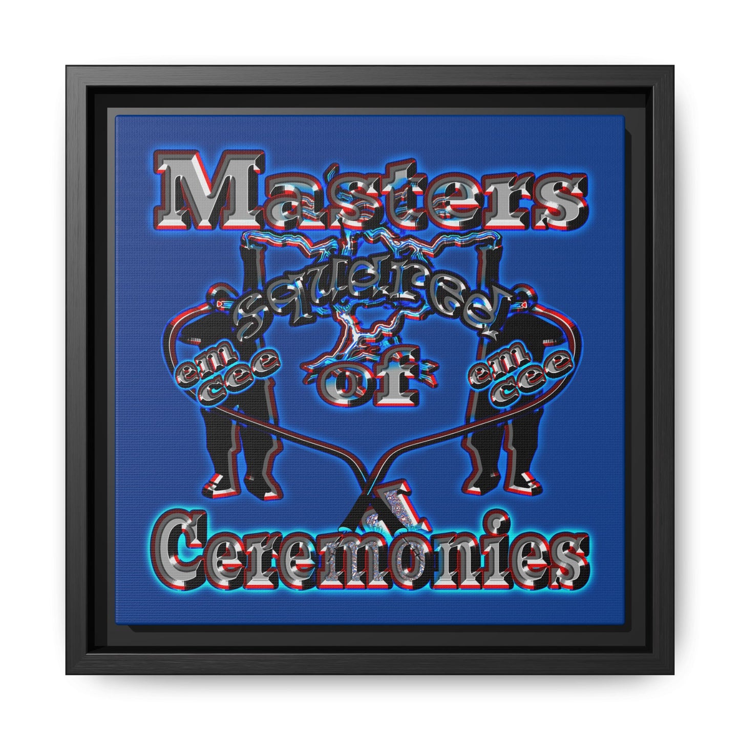 em cee squared - framed canvas art (dark blue)