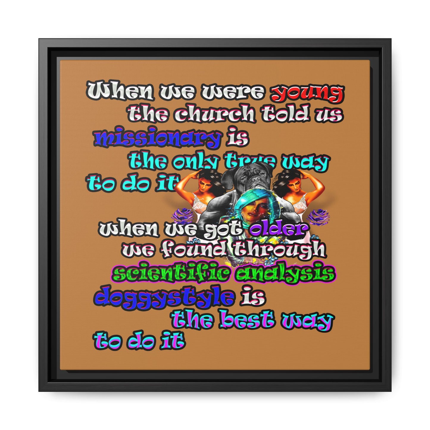doggystyle - framed canvas art (light brown)