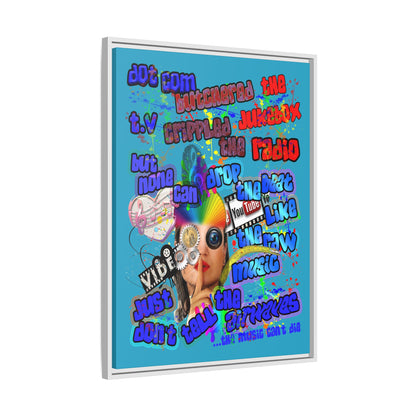 drop the beat - framed canvas art (turquoise)